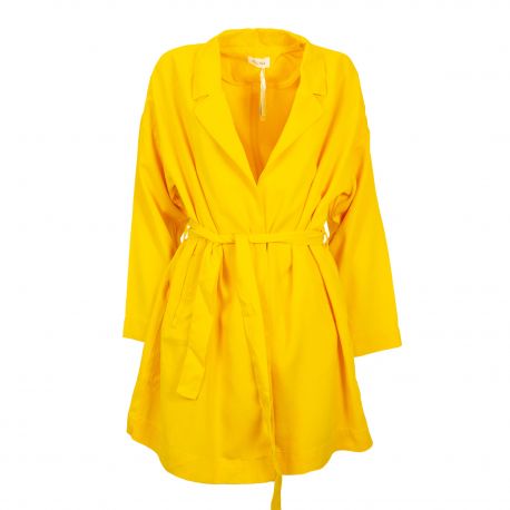 Veste longue ceinturée jaune Femme AMERICAN VINTAGE marque pas cher prix dégriffés destockage