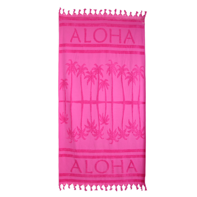 Fouta motif palmier 90x160cm doublée éponge COMPTOIR DE LA PLAGE marque pas cher prix dégriffés destockage