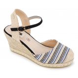 Sandales compensées rayées toile légère semelle corde boucle Femme MTNG marque pas cher prix dégriffés destockage