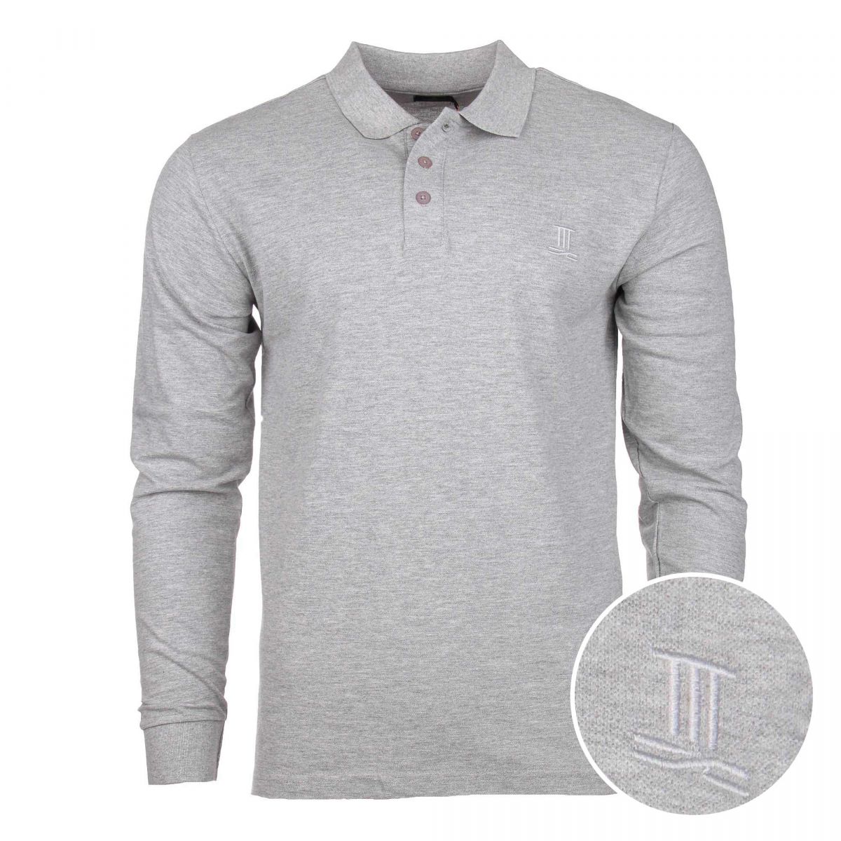  Polo  manches  longues  coton doux piqu  col  boutonn   brod  Homme 