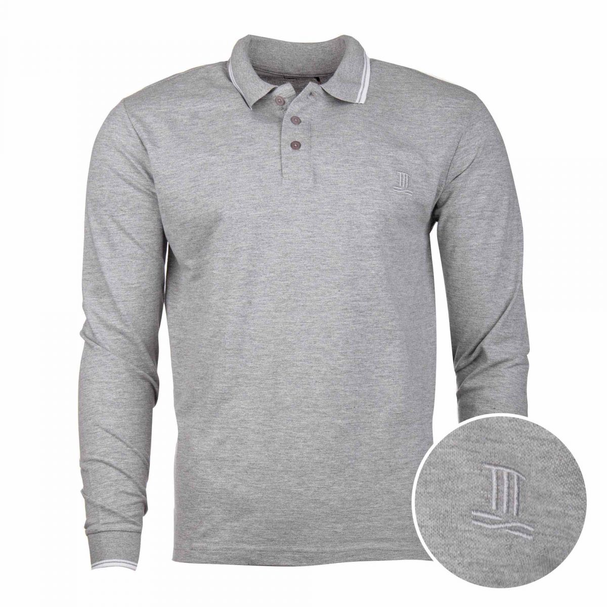  Polo  manches  longues  coton doux piqu  col  boutonn   ray  