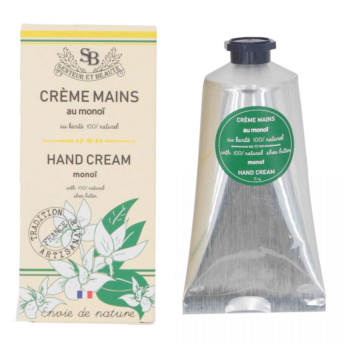 Crème mains artisanale 75 ml monoï karité naturel fabriqué en France Crème mains artisanale 75 ml monoï karité naturel fabriqué en France