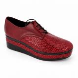 Derbies compensées tressées cuir red woll Femme YVES DESFARGE marque pas cher prix dégriffés destockage