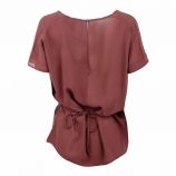 Haut manches courtes col V uni soie Femme AMERICAN VINTAGE marque pas cher prix dégriffés destockage
