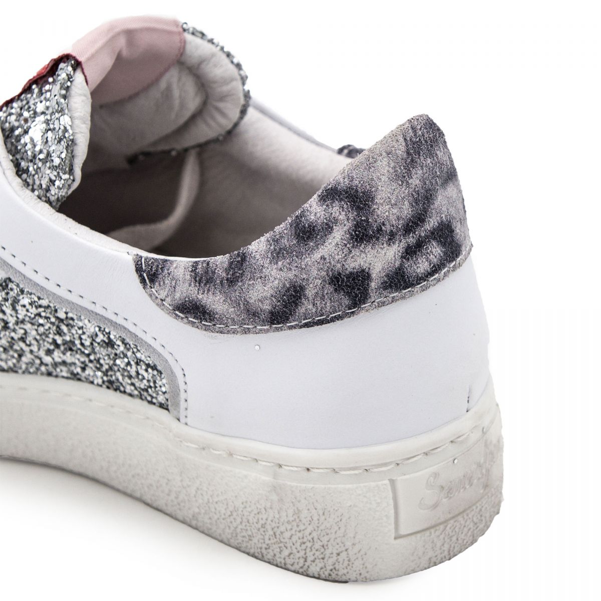 basket blanche paillette femme