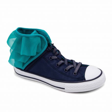 Basket Montante Toile Bleu Volant Bleu c Enfant Converse A Prix