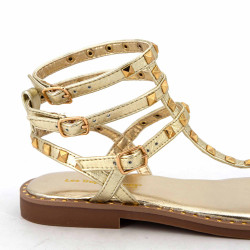 Sandales hautes cuir léger clouté Coralie Femme LES TROPEZIENNES PAR M.BELARBI marque pas cher prix dégriffés destockage