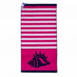 Serviette de plage à rayures rose/blanc coton 86x160cm COMPTOIR DE LA PLAGE