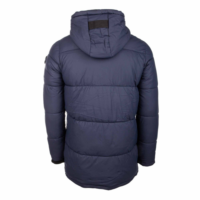 Doudoune mi longue manches longues capuche poche zip lev Homme