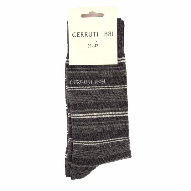 Chaussettes rayées coton mélangé stretch Homme CERRUTI marque pas cher prix dégriffés destockage