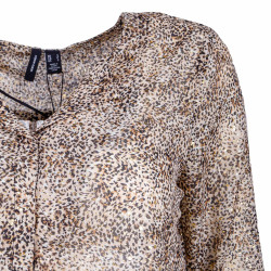 Blouse col tunisien imprimé léopard Femme VERO MODA marque pas cher prix dégriffés destockage