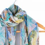 Foulard coloré tropical animal coton 90x180 cm Femme MANOUKIAN marque pas cher prix dégriffés destockage