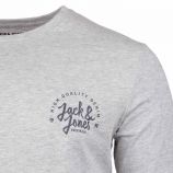 Tee shirt manches longues logo coton mélangé Homme JACK & JONES marque pas cher prix dégriffés destockage