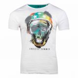 Tee shirt manches courtes imprimé tête de mort stylisé Madisson Homme BLAGGIO marque pas cher prix dégriffés destockage