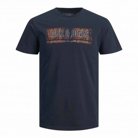Tee shirt manches courtes avec inscription logo coton Homme JACK & JONES marque pas cher prix dégriffés destockage