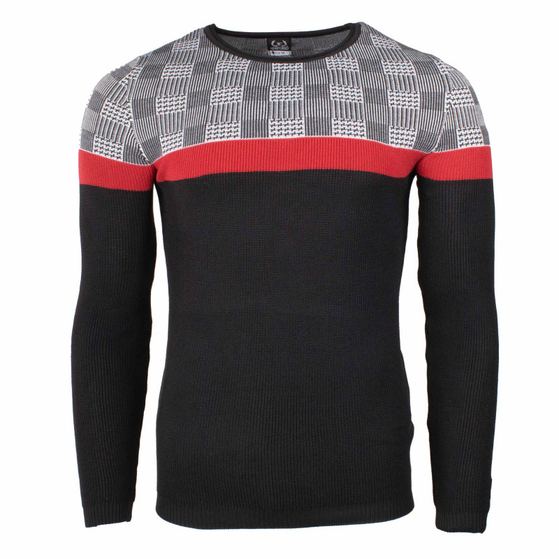 Pull fantaisie je-506 black/white/red b Homme JUST EMPORIO