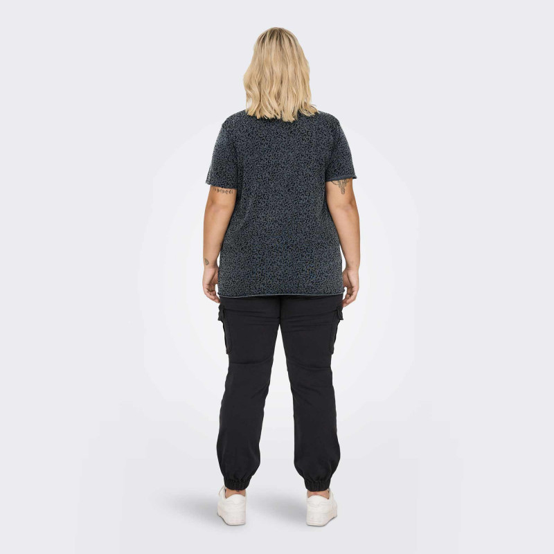 Tee shirt manches courtes col rond léopard Femme ONLY CARMAKOMA marque pas cher prix dégriffés destockage