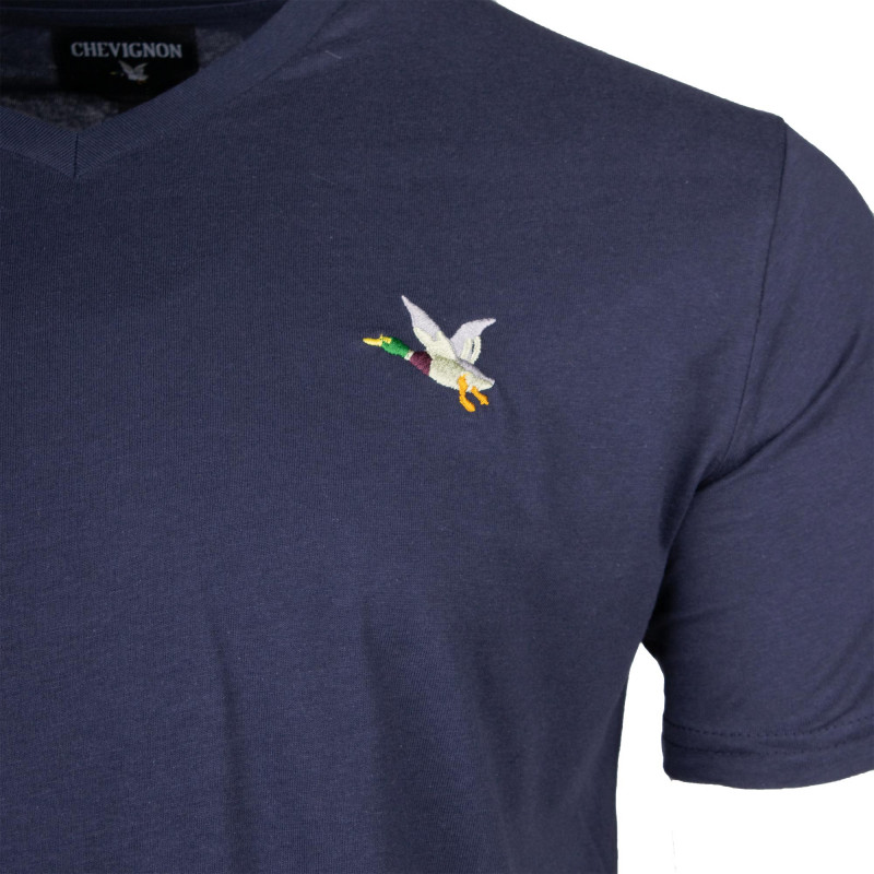Tee shirt col v canard poitrine enzo Homme CHEVIGNON marque pas cher prix dégriffés destockage