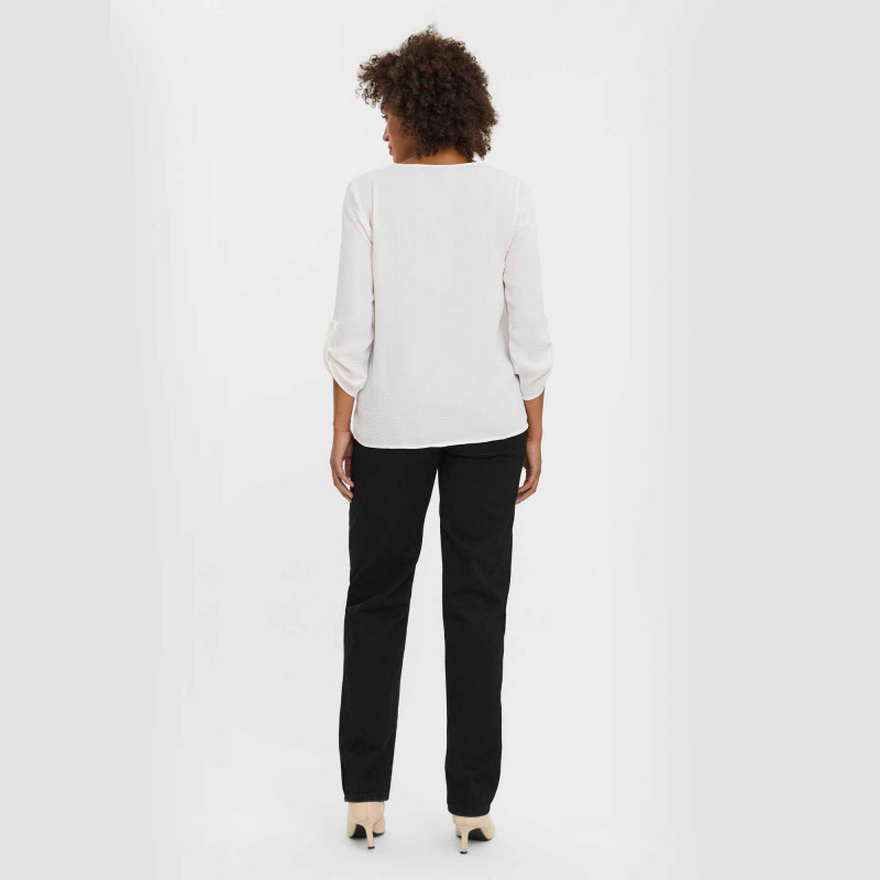 Haut fluide manches longues retroussables col v Femme VERO MODA marque pas cher prix dégriffés destockage Haut fluide manches longues retroussables col v Femme VERO MODA marque pas cher prix dégriffés destockage
