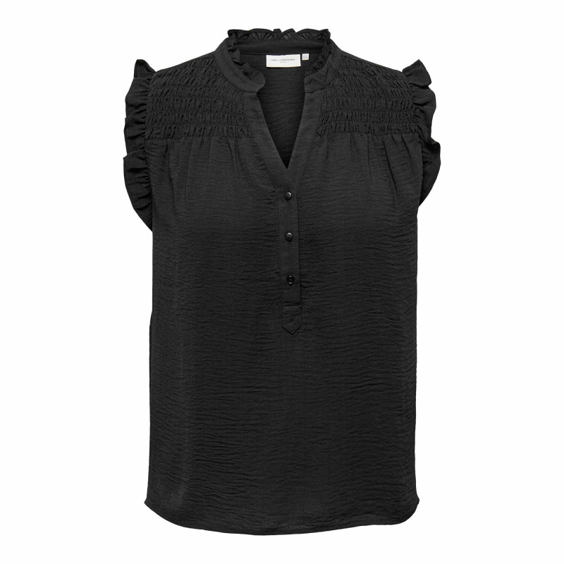 Haut sans manche smocké col v bouton Femme ONLY CARMAKOMA marque pas cher prix dégriffés destockage