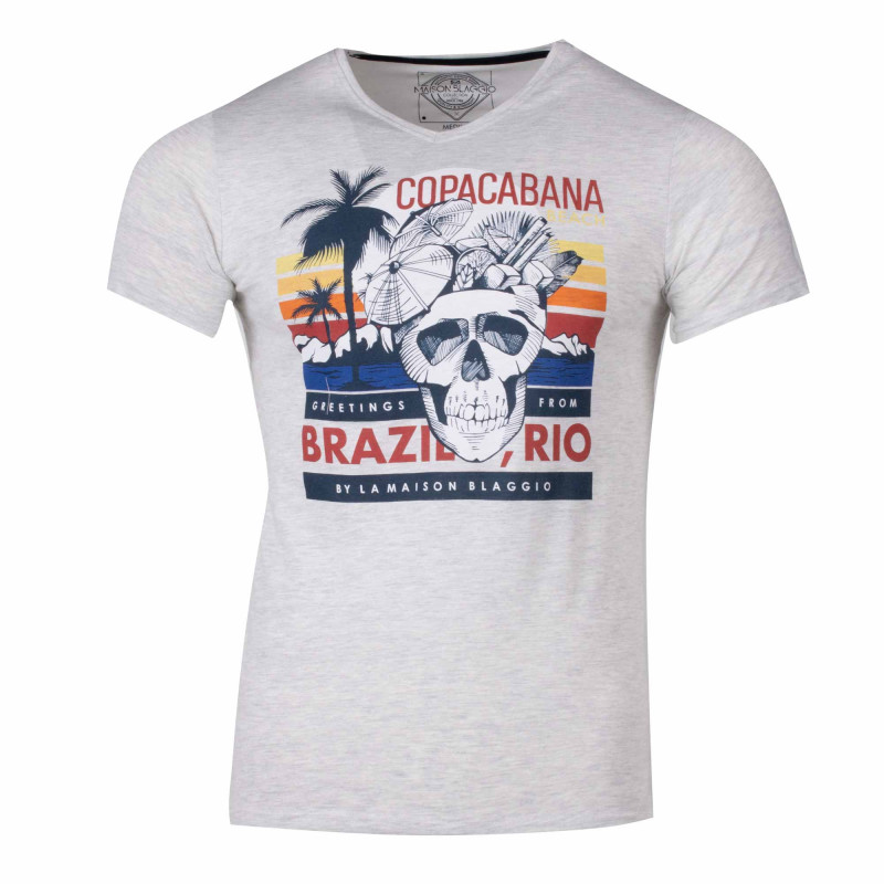 Tee shirt manches courtes imprime coton doux Copacabana mercia assor 24 Homme BLAGGIO marque pas cher prix dégriffés destockage