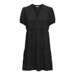 Robe manches courtes bouffante col v cintrée Femme ONLY marque pas cher prix dégriffés destockage
