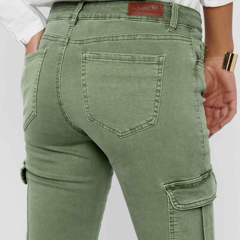 Pantalon cargo slim poches élastique cheville coton Femme ONLY à prix
