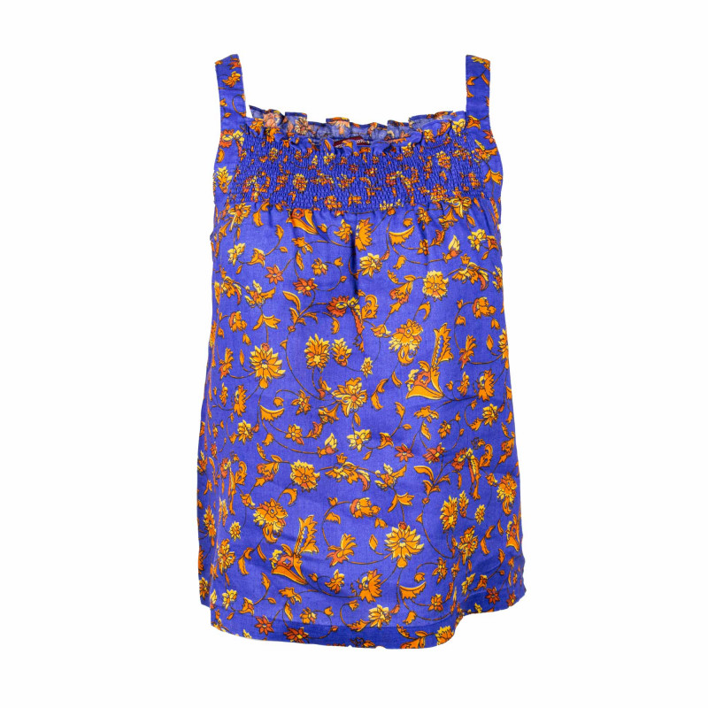 Haut bretelle en lin ambre/bleu Femme COMPTOIR DES COTONNIERS marque pas cher prix dégriffés destockage