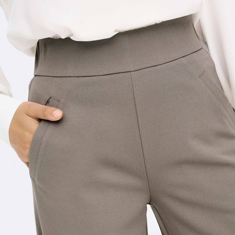 Zhéa le pantalon évasée taille mi-haute ceinture 100% lin made in