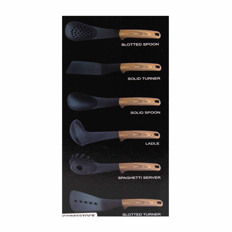 Set de 12 ustensiles de cuisine bois/silicone noir ut-13 Mixte -  Degriffstock