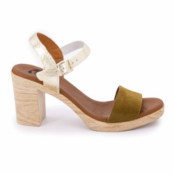 Sandale a talon kaki craq oro 73299 t36/41 Femme BIOSTOCK marque pas cher prix dégriffés destockage