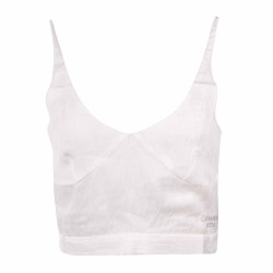Crop top bretelles blanc motif Femme CALVIN KLEIN marque pas cher prix dégriffés destockage