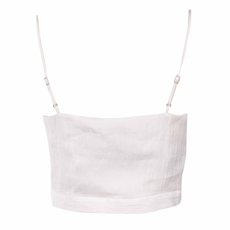 Crop top bretelles blanc motif Femme CALVIN KLEIN marque pas cher prix dégriffés destockage