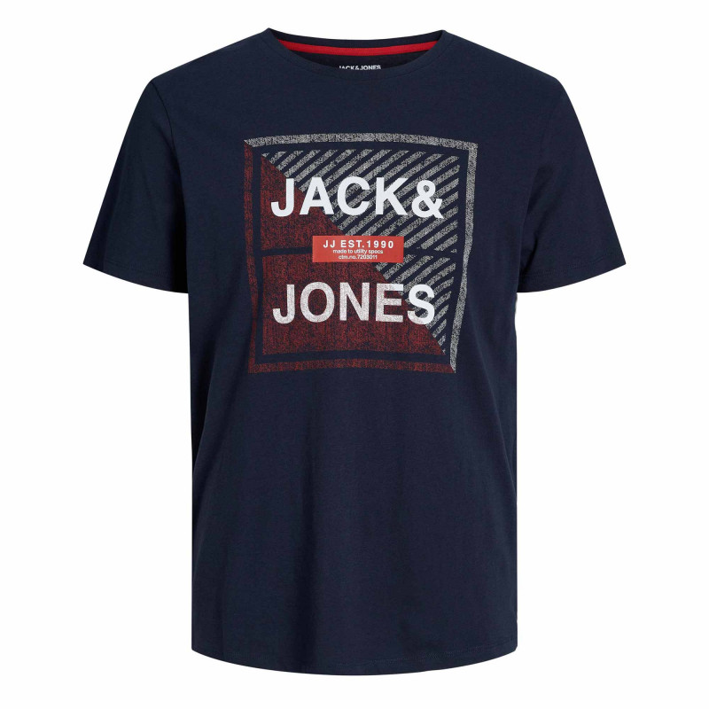 Tee shirt mc jjkain navy blazer 12235130 3808 Homme JACK & JONES marque pas cher prix dégriffés destockage