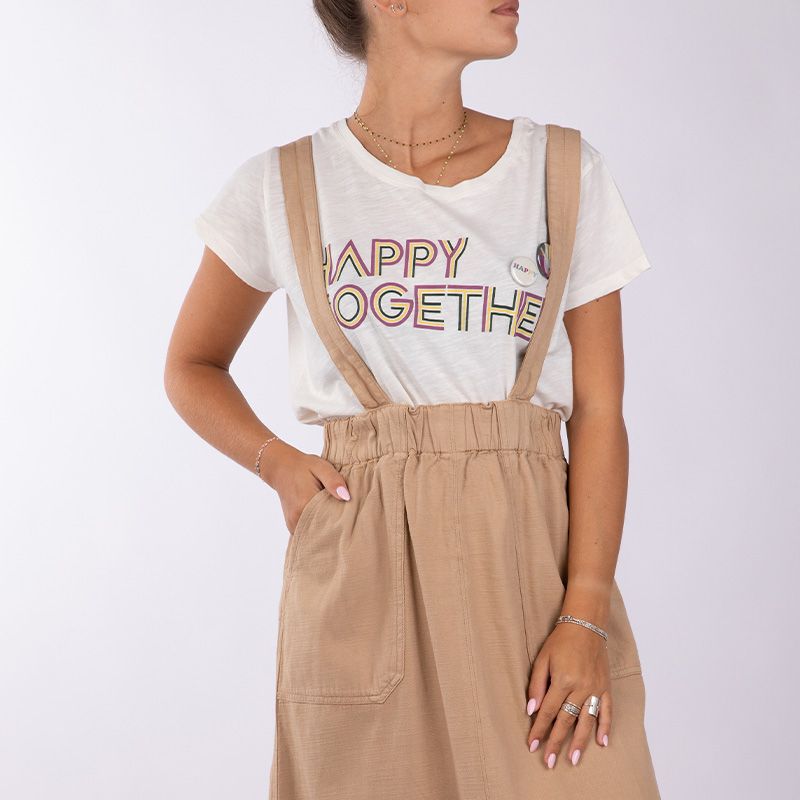 Tee shirt imprimé happy together manches courtesFemme HAPPY