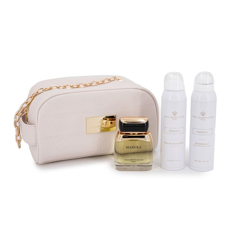 Coffret parfum "manuka" 3 pieces edp 80ml + gel d 250ml + trousse new Femme GRIS MONTAIGNE