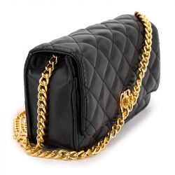 Sac mini matelass argent port pochette chaine dor Femme