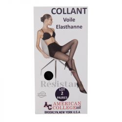 Lot x2 collant voile noir ac0026 t2/4 Femme AMERICAN COLLEGE