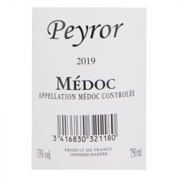 AOC MEDOC ROUGE 2019 PEYROR 13% 75CL AR11817 AOC MEDOC ROUGE 2019 PEYROR 13% 75CL AR11817