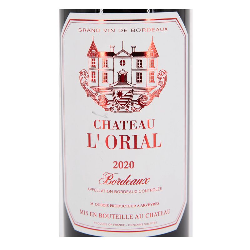 AOC BORDEAUX ROUGE 2020 CHATEAU L'ORIAL 13.5% 75CLAR12406