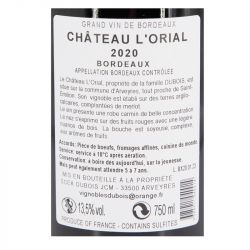 AOC BORDEAUX ROUGE 2020 CHATEAU L'ORIAL 13.5% 75CLAR12406