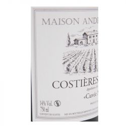 AOC COSTIÈRES DE NÎMES ROUGE BIO 2020 ANDRE PACCALIERE 75CL AR12797 AOC COSTIÈRES DE NÎMES ROUGE BIO 2020 ANDRE PACCALIERE 75CL AR12797