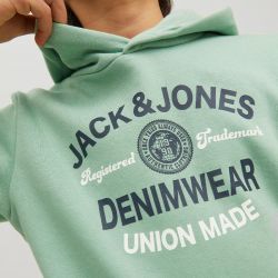 Sweat ml capuche jwhlogo granite green 12257022 4014 Enfant JACK & JONES