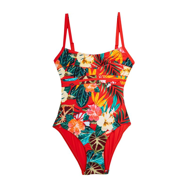 Maillot De Bain 1 Pi ce Rouge Tropical Femme LAGUNE Prix D griff 