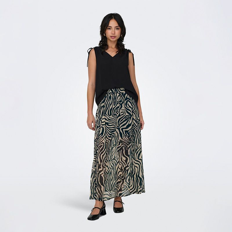 Jupe black rooted zebra onlasta life slit ankel skirt ptm 15322915 408 Femme ONLY