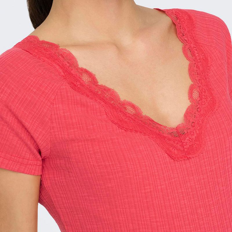 Haut mc hibiscus onllennie s/s lace mix top jrs 15324886 4081 Femme ONLY