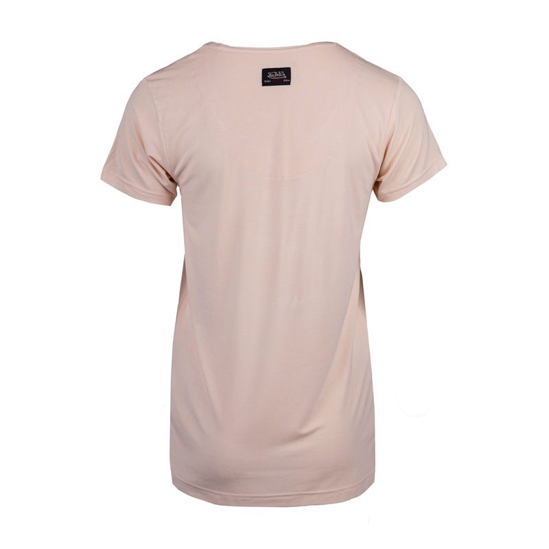 Tee shirt mc col v fluide et logo strass vd/2/tvc/roon/n Femme VON DUTCH