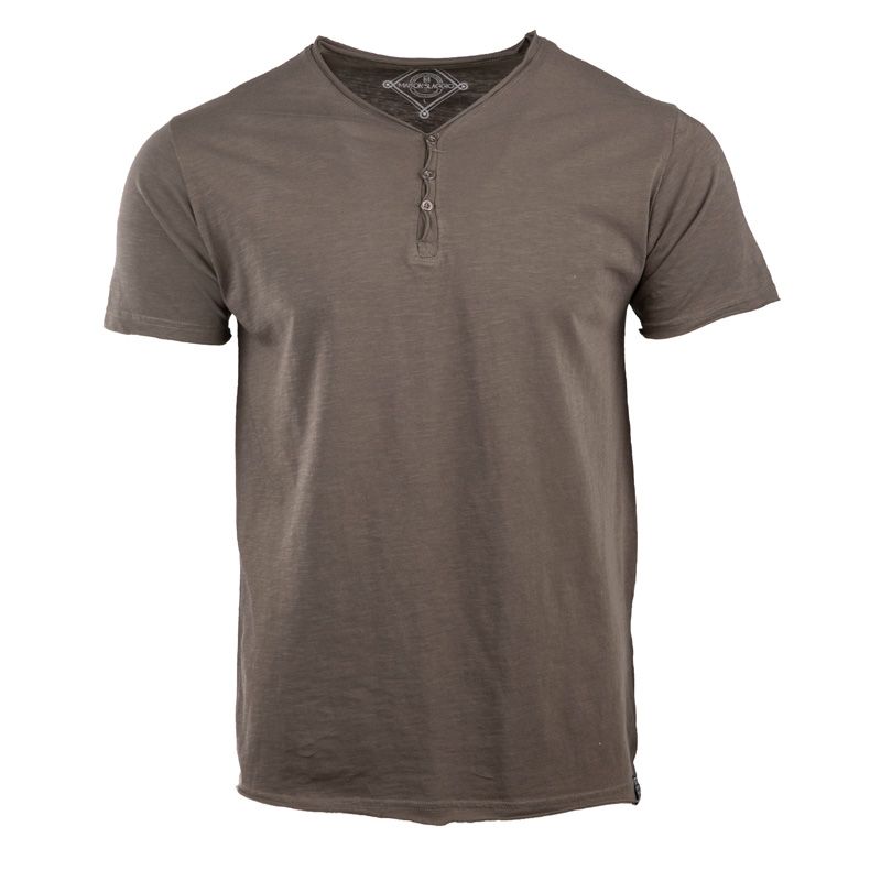 T-shirt Henley Manches Longues Pour Homme - Col Boutonné, Coupe Régulière, Décontracté Et Confortable