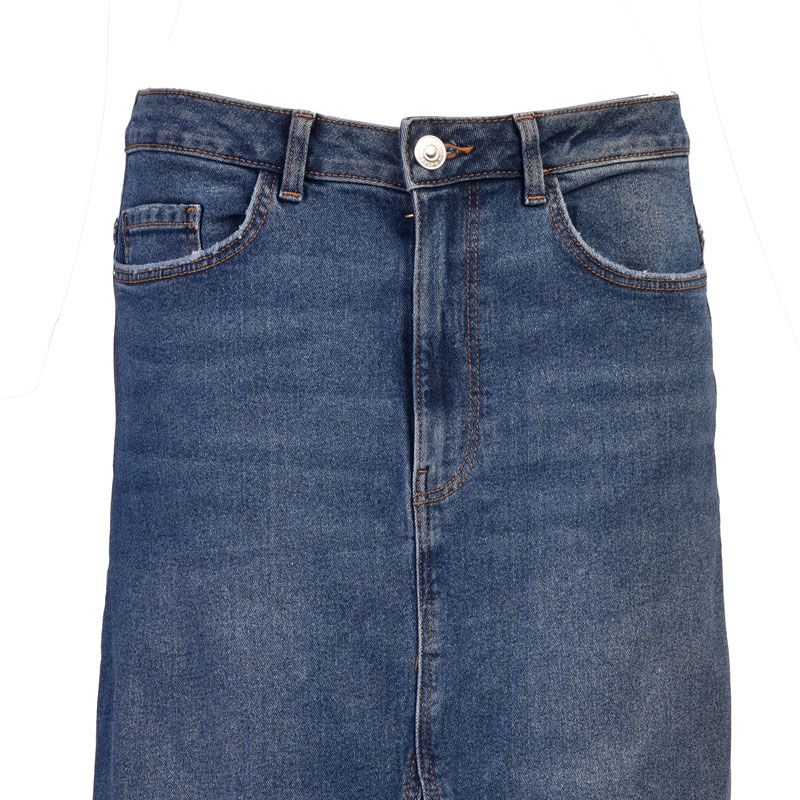 Jupe longue dark denim blue pcatikka hw ankle denim skirt mm 4101 Femme PIECES