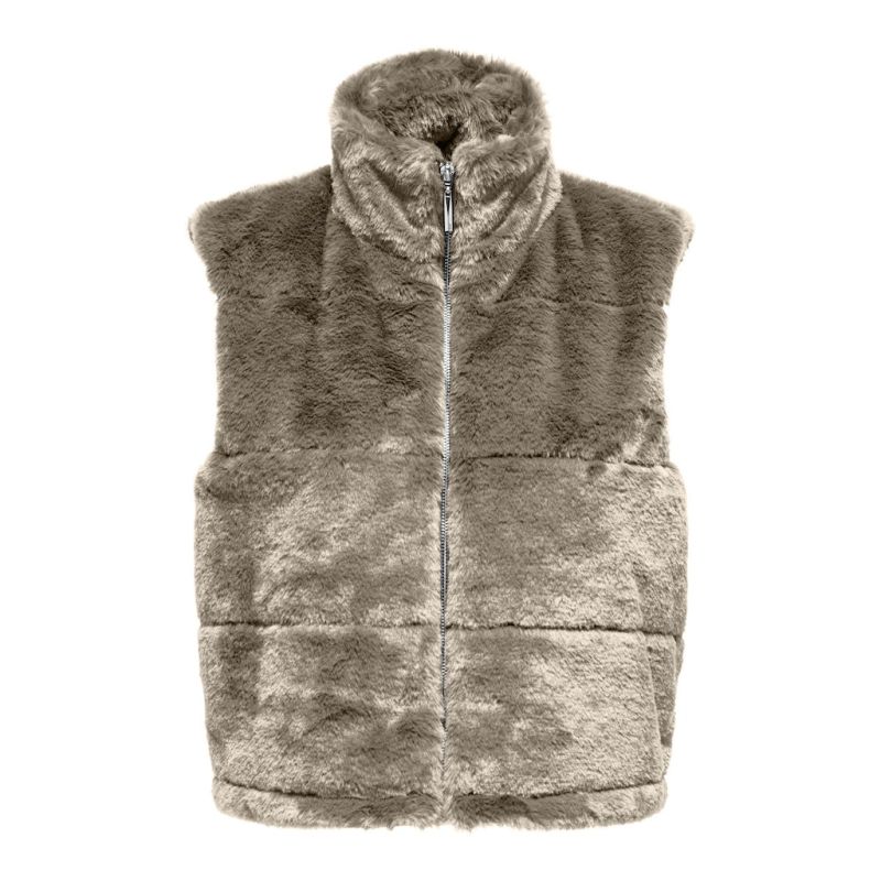 Veste sm faux fur weathered teak onlvida 15322106 4115 Femme ONLY